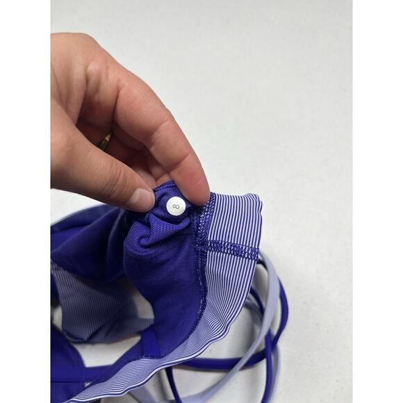 Lululemon Purple Striped Energy Strappy Work Out Sports Bra Size 8 - Picture 3 of 5